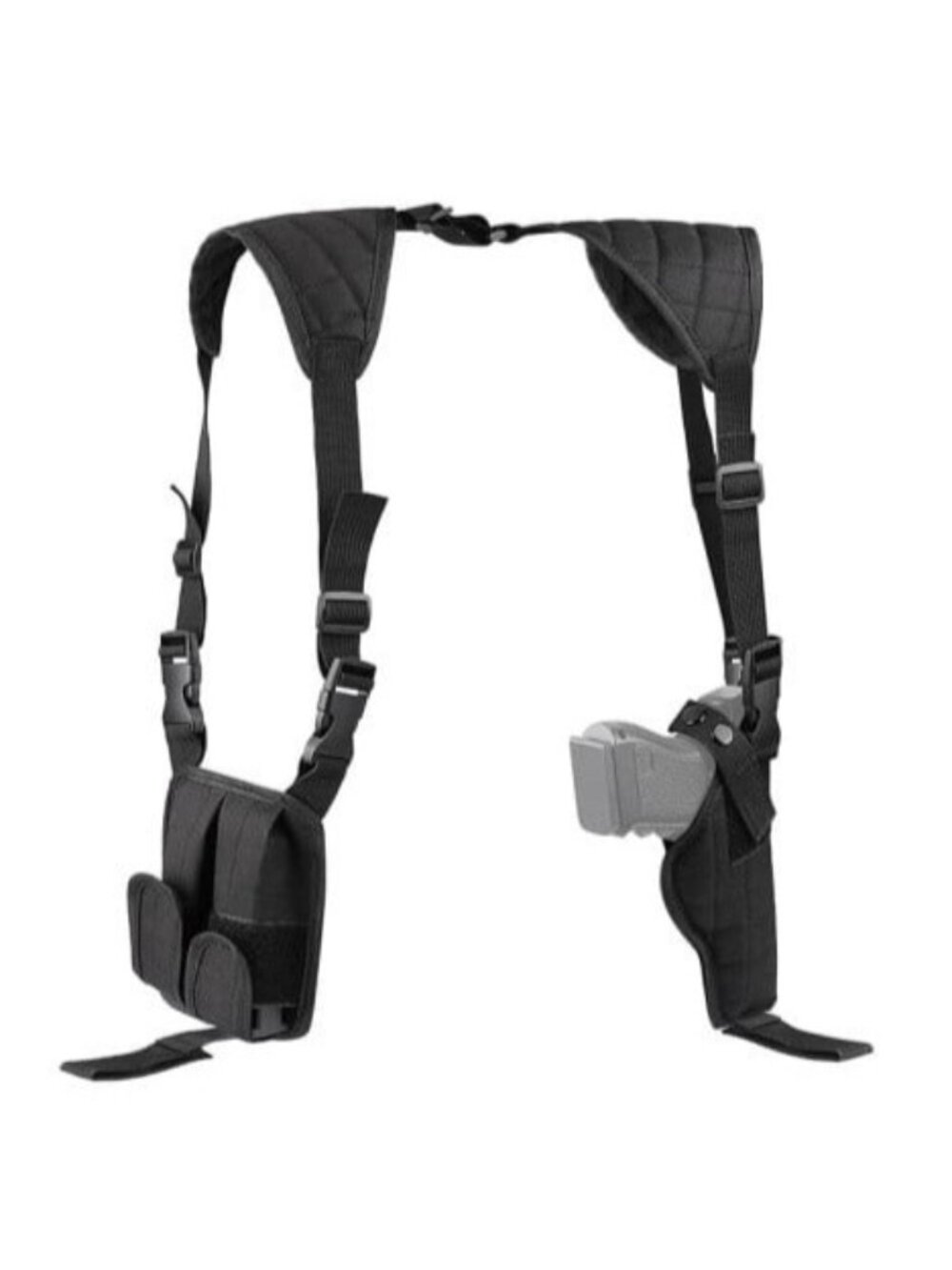 Gunner Gear Universal Fit Ambidextrous Shoulder Holster with Double Mag Pouch